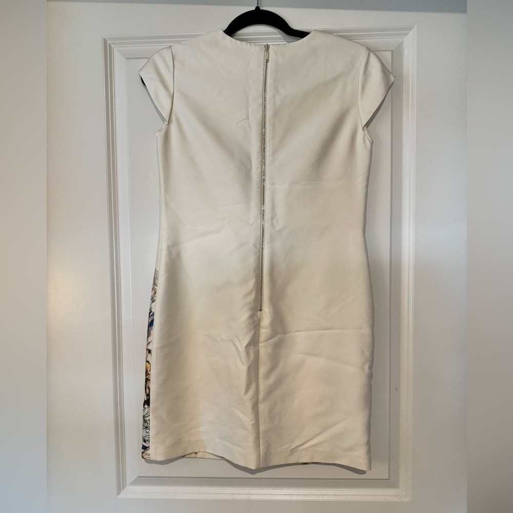 NEW Farro Grano Dragonfly Cap Sleeve Mini Dress Silk Wool Blend Cream NWOT - Picture 3 of 5